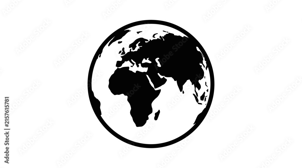 Fototapeta premium Black and white earth globe planet icon.