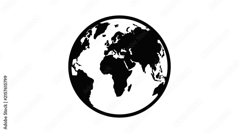 Fototapeta premium Black and white earth globe showing Africa and Europe.