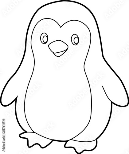 Cute Baby Penguin Line Art Outline for Coloring and Nursery Design.

