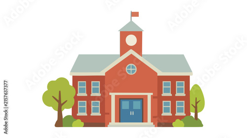 School building vector illustration flat icon of university college academy campus architecture