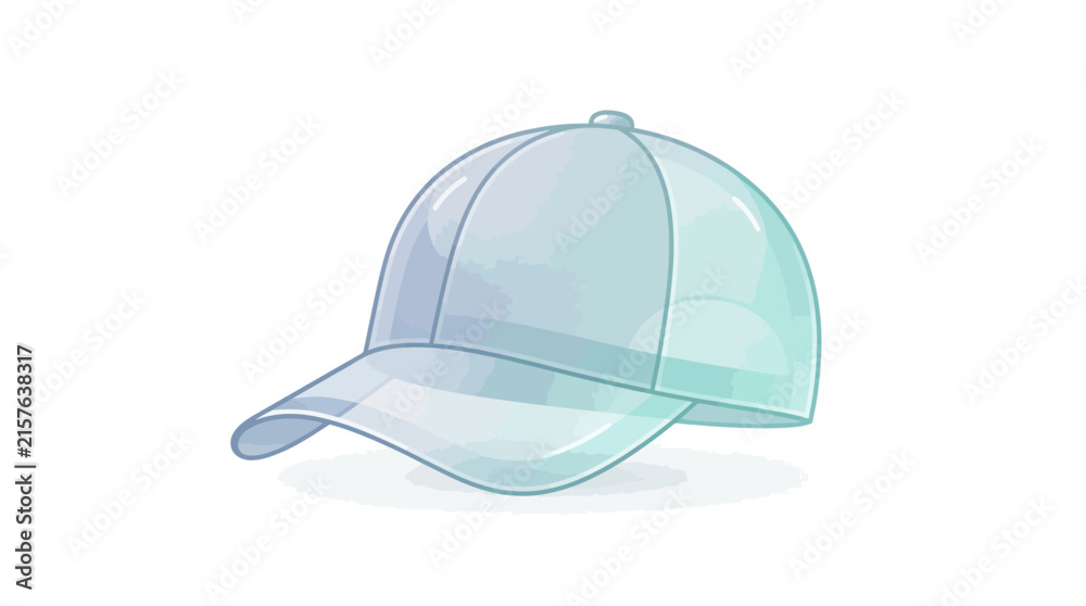 Fototapeta premium Translucent blue glass baseball cap illustration.