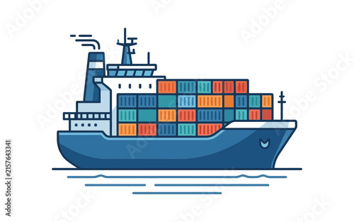 Container Ship Vector Illustration