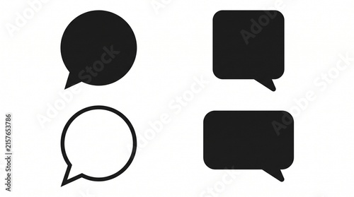Black Message and Dialogue Chat Bubble Symbols Isolated on White