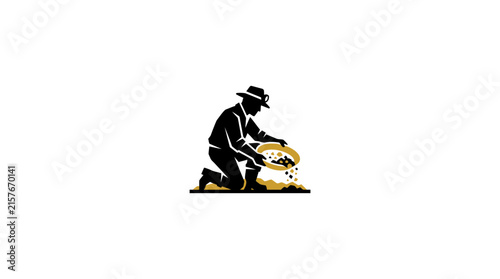 Bild auf Leinwand Gold Prospector Panning Vector Illustration