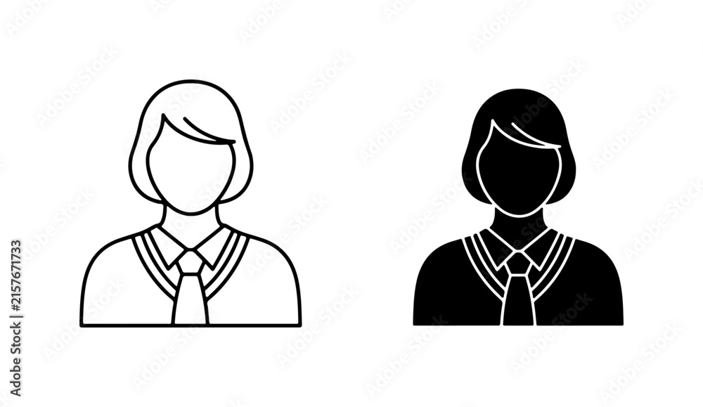 Fototapeta premium Business Woman Icon Set, Professional Female Avatar, Corporate Person Silhouette, Vector Graphic