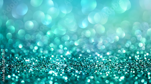 Elegant Teal Glitter Texture With Shimmering Bokeh Light Effects For Festive Backgrounds