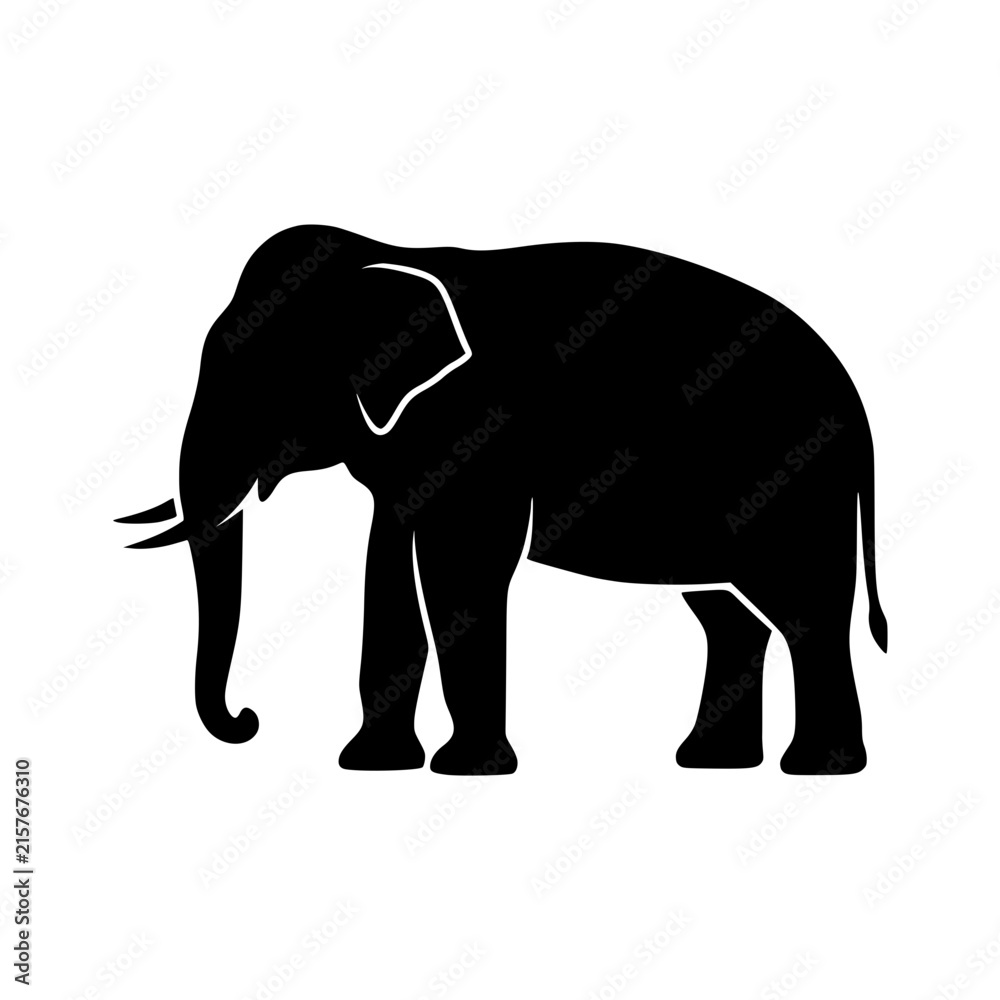 Fototapeta premium Elephant silhouette standing isolated vector illustration