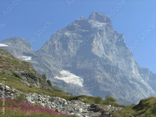 mountain peaks in the alps, monte cervino, italy
