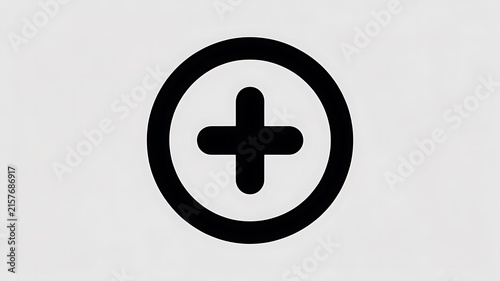 Black plus sign icon inside a circle
