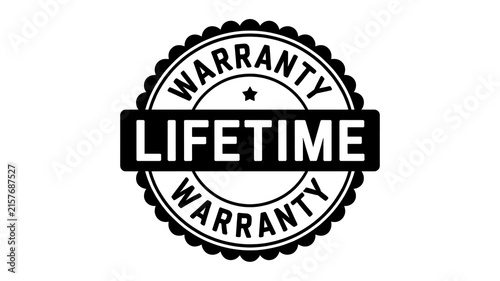 Black lifetime warranty stamp icon label