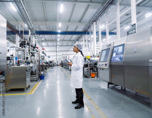 Modern Indian manufacturing facility with automated machinery, skilled workers and clean production lines, showcasing advanced industrial technology.