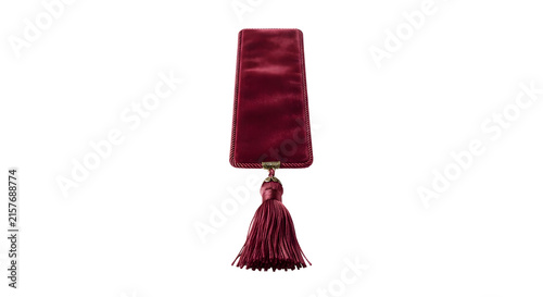 Fotografía Red velvet bookmark with gold trim and tassel