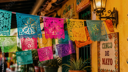 Colorful Papel Picado Decorations for Cinco de Mayo Celebration