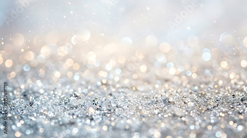 Abstract Silver Glitter Background with Sparkling Bokeh Lights and Soft Shimmering Texture for Holiday Celebration