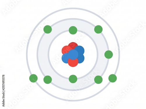 Diagram of an atom structure with central nucleus and electron shells electron chemistry structure scientific particle education academic research laboratory university molecule conceptual