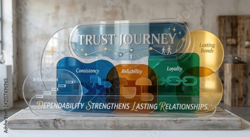 Acrylic Signage Illustrating Trust Journey With Key Business Concepts