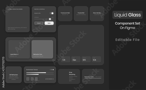Liquid Glass component set on figma editable