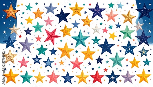 Colorful geometric pattern with star and diamond shapes.