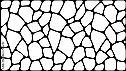Abstract Black and White Rounded Stone Mosaic Seamless Pattern Background
