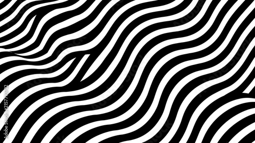 Abstract Black and White Diagonal Wavy Zebra Stripe Seamless Pattern Background