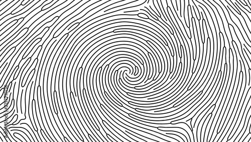 Abstract Black and White Spiral Fingerprint Line Seamless Pattern Background