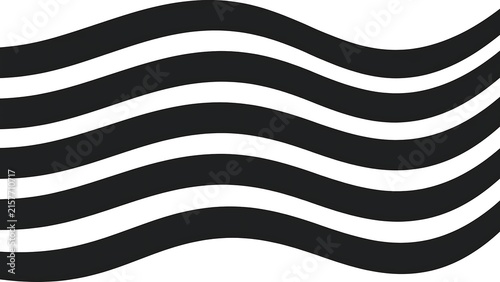 Abstract Black and White Flowing Wavy Stripe Seamless Pattern Background