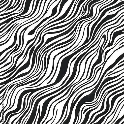 Abstract Black and White Organic Zebra Stripe Seamless Pattern Background