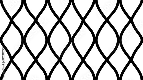 Abstract Black and White Curved Diamond Lattice Seamless Pattern Background