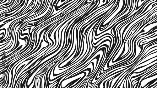 Abstract Black and White Organic Wavy Stripe Seamless Pattern Background
