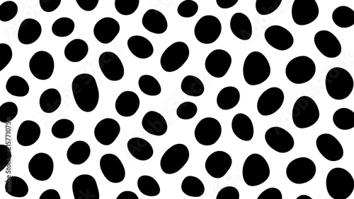 Abstract Black and White Organic Pebble Polka Dot Seamless Pattern Background