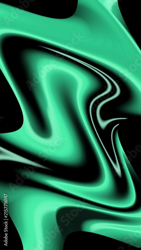 Abstract bright mint green liquid marble background, dynamic glowing swirl pattern on dark