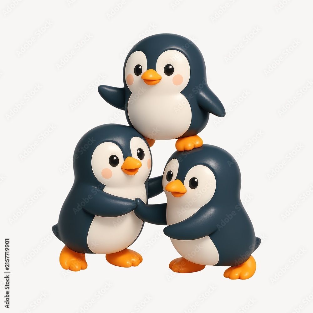 Fototapeta premium Adorable penguins forming pyramid