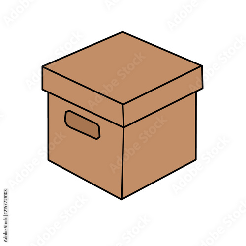 Cardboard storage box doodle illustration isolated on transparent background