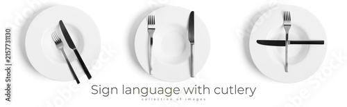 Canvastavla Sign language with cutlery