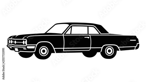 Profile silhouette of a classic 1960s muscle car.
