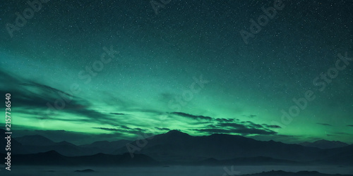 Green Teal Soft Night Sky Starry Night Sky