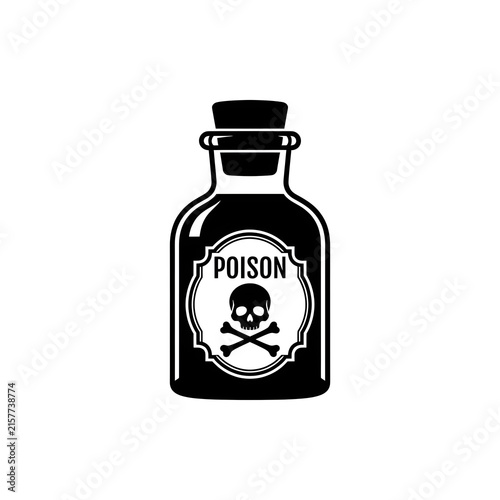 Vintage Poison Bottle with Skull Symbol Isolated on White Background