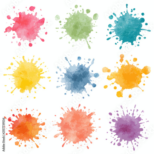 Diverse Watercolor Paint Splatters Collection