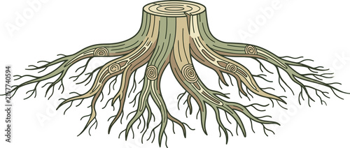 Photography Stylized Tree Stump with Exposed Roots