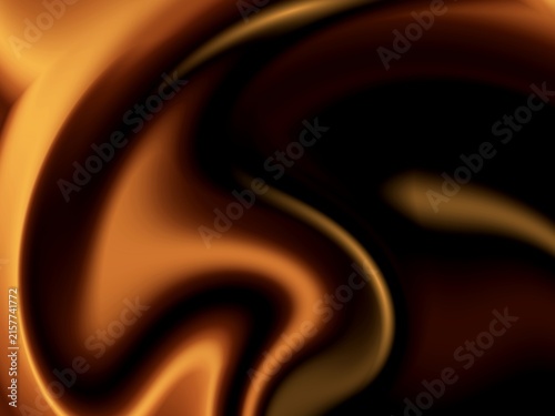 Abstract dark chocolate and copper smooth wave background, blurred brown gradient texture