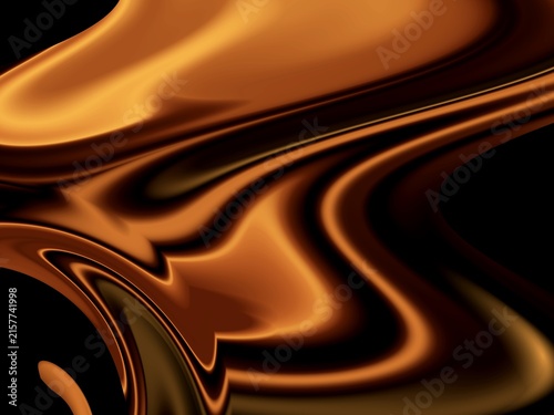 Abstract bronze liquid marble background, smooth golden brown fluid wave texture