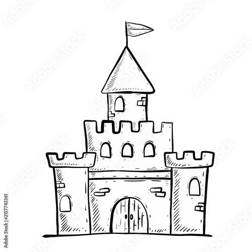 Handdrawn Illustration of a Cartoon Castle
