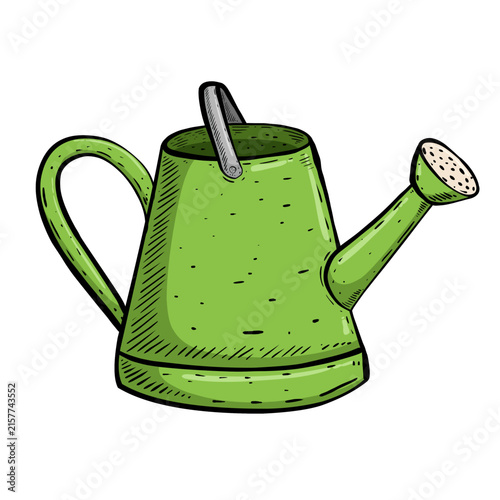 green watering can isolated on white