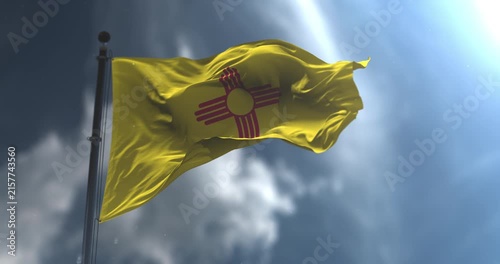 Flag of american state of New Mexico, United States. Loop. Slow Motion