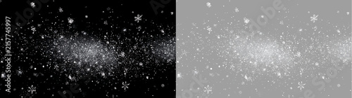 Canvas Print Snowflake particle stream and winter blizzard overlay