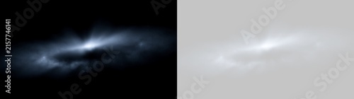Фотография Tilted spiral galaxy nebula with glowing core and rays