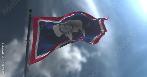Flag of american state of Wyoming, United States. Loop. Slow Motion