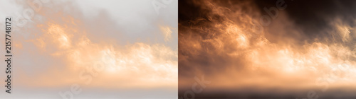 Cuadro en lienzo Glowing Orange Fog Cloud Isolated on Transparent Background