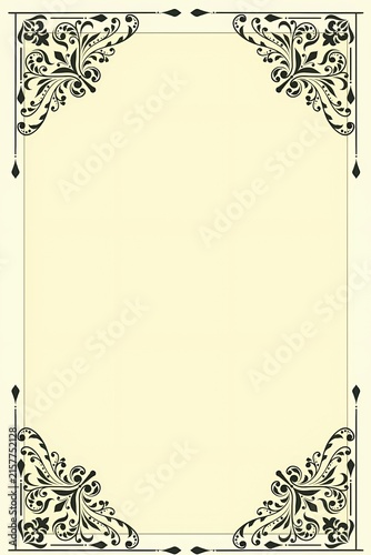 Elegant Vintage Black Corner Floral Pattern Border Frame Vector Template