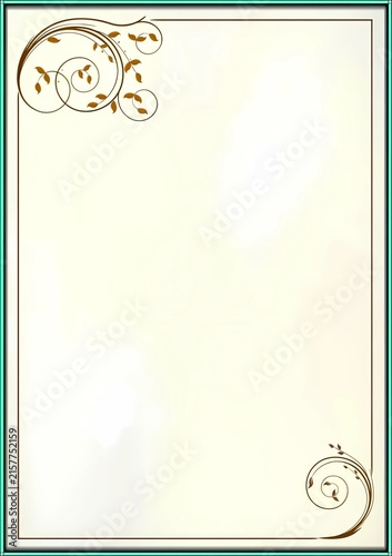 Minimalist Golden Vine Floral Swirl Corner Border Frame Template